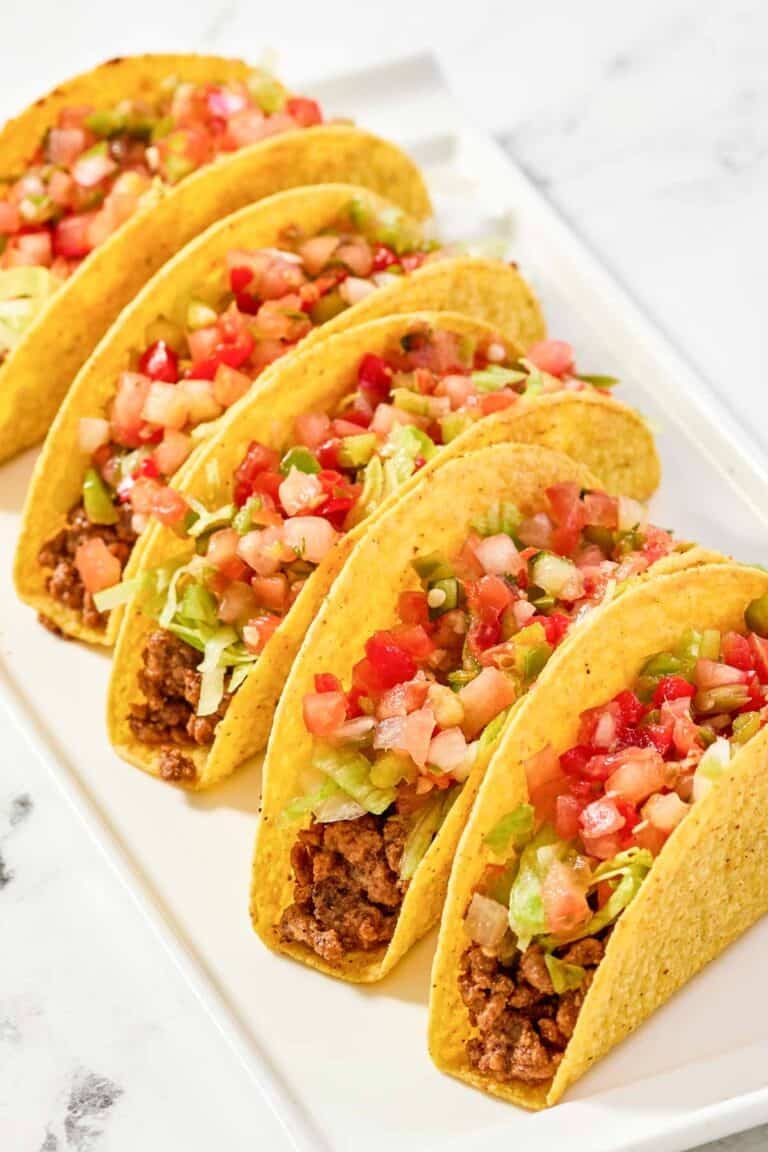 Copycat taco bell fresco crunchy tacos on a platter.