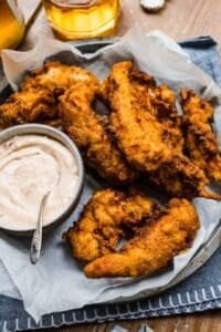 Copycat Texas Roadhouse chicken critters on a plate.
