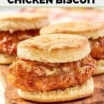 Homemade Wendy's honey butter chicken biscuits on a serving board.