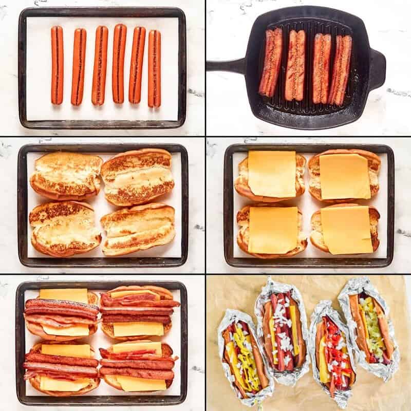 Making copycat Five Guys hot dogs.