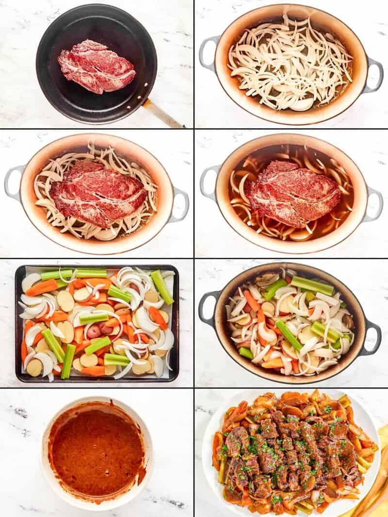 Making copycat golden corral pot roast with vegetables and gravy.