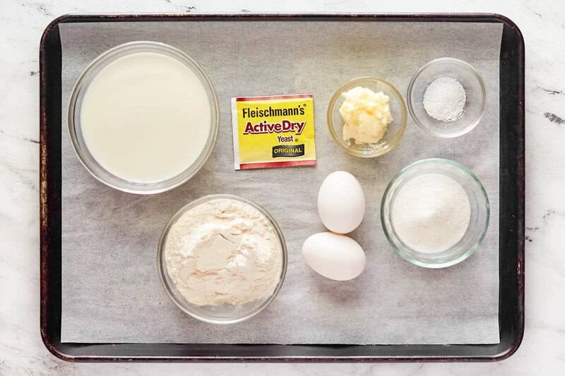 Copycat golden corral rolls ingredients on a tray.