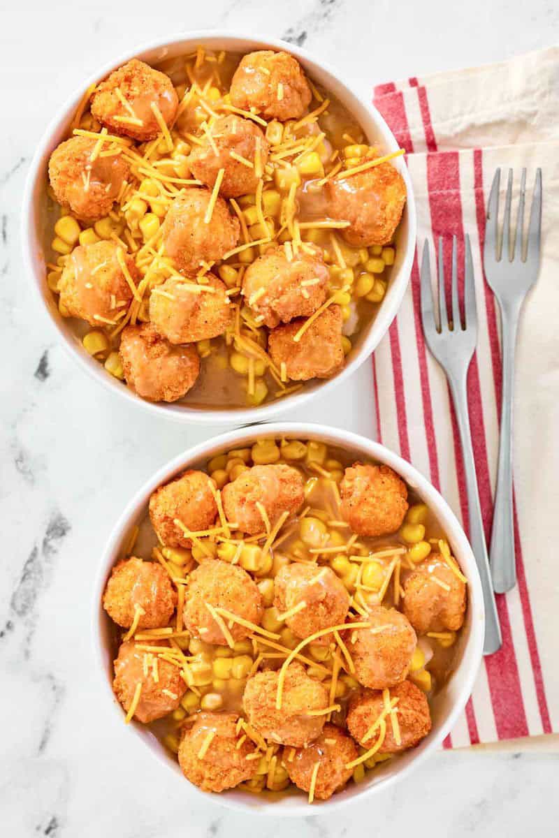 Two servings of copycat KFC famous bowl.