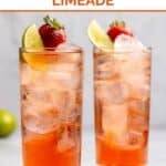 Two glasses of homemade Sonic strawberry limeade.