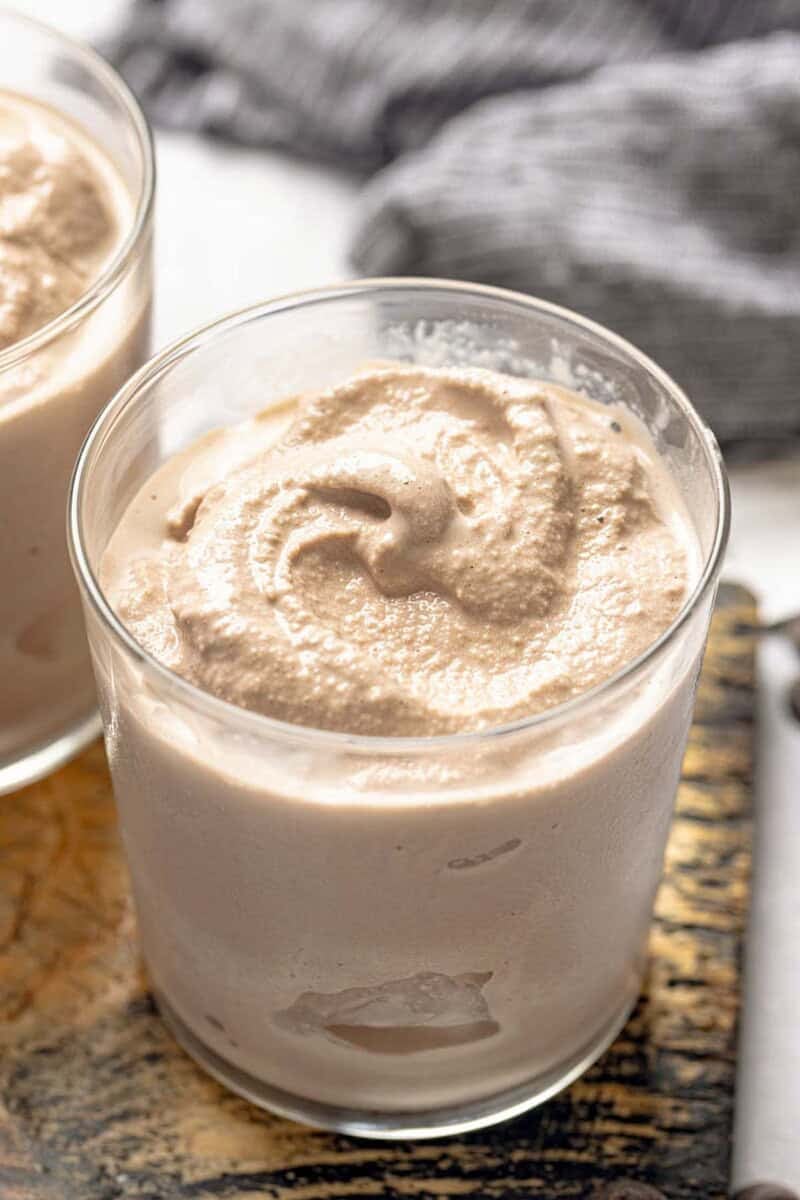 Copycat Wendy's frosty in a glass.