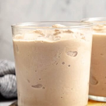 Copycat Wendy's chocolate frosty frozen treat on a wood board.