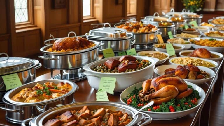 a potluck in a small church basement