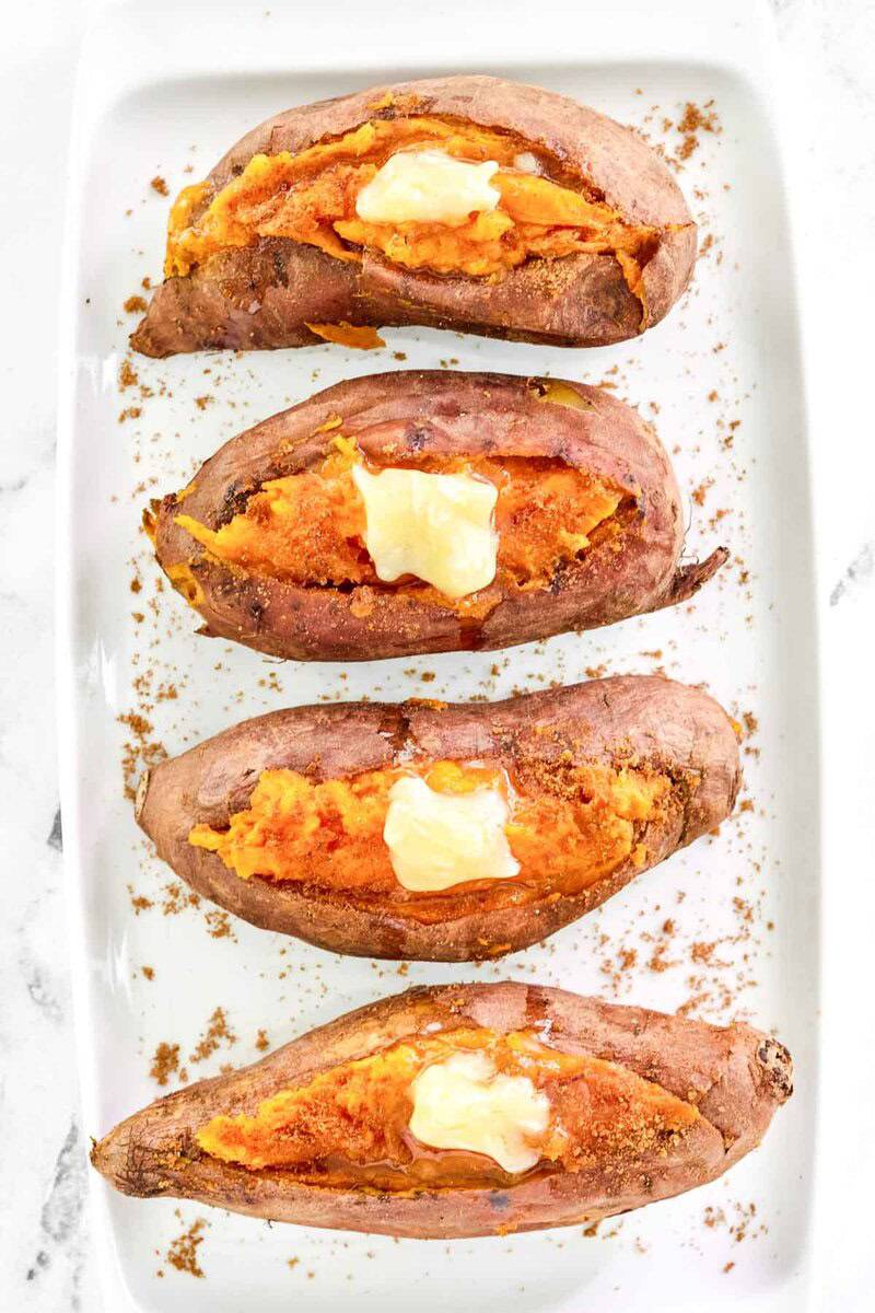 Copycat Outback sweet potatoes on a platter.