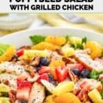 A bowl of homemade Panera strawberry poppyseed grilled chicken salad.