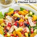 A bowl of homemade Panera strawberry poppyseed chicken salad.