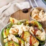A bowl of copycat Red Lobster crispy Brussels sprouts with soy-ginger glaze.