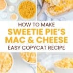 Copycat Sweetie Pie's mac and cheese ingredients, in a baking dish, and a bowl.