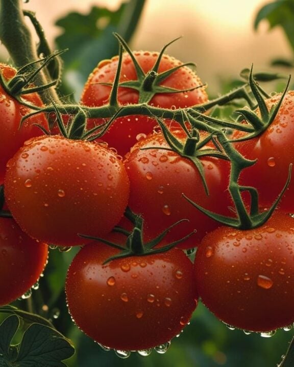 Fresh tomatoes on a vine