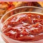 Homemade Arby's red ranch sauce in a small glass bowl.
