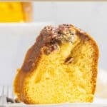 A slice of Bacardi rum cake.