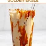 Homemade Dutch Bros iced golden eagle drink in a tall glass.