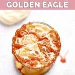 Homemade Dutch Bros golden eagle drink with caramel drizzle on top.