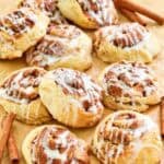 Copycat IKEA cinnamon rolls on parchment paper.