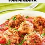 Homemade Olive Garden meatballs parmigiana in a bowl.
