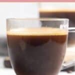 Homemade Starbucks americano drink in a glass mug.