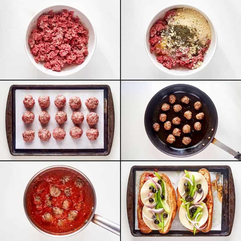 Making copycat Subway meatball sub sandwiches.