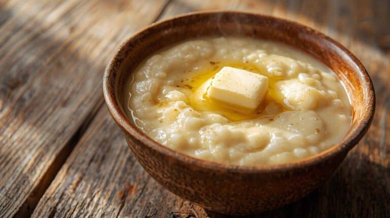 A bowl of grits with lots of melted butter
