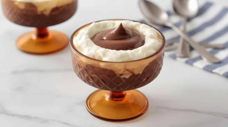 a dish of pudding in a cloud chocolate pudding dessert