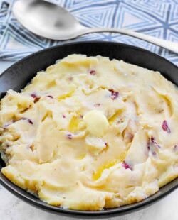 A bowl of copycat Cheesecake Factory mashed potatoes.