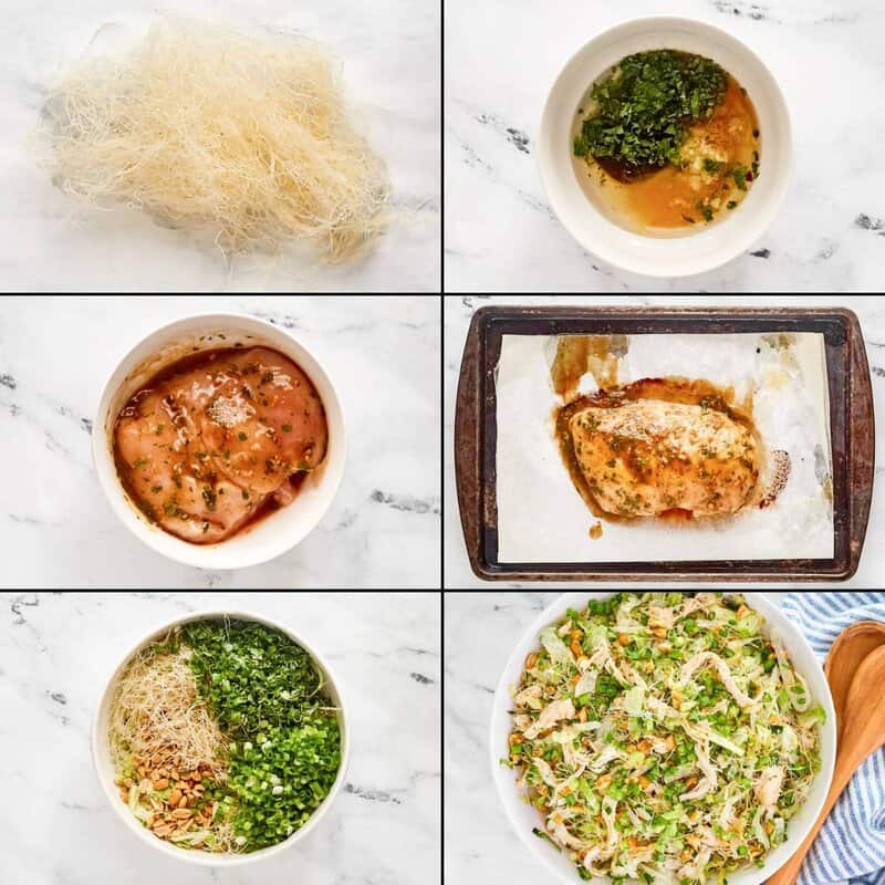 Making copycat Ming's Thai chicken salad.