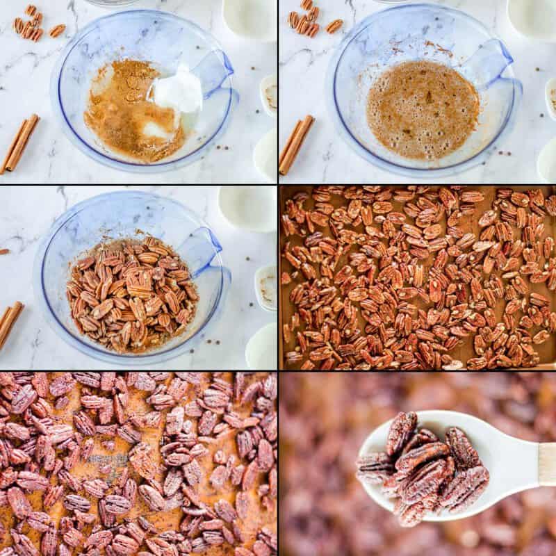 Making spiced pecans.