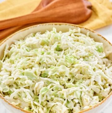 A bowl of copycat Brookville Hotel coleslaw.