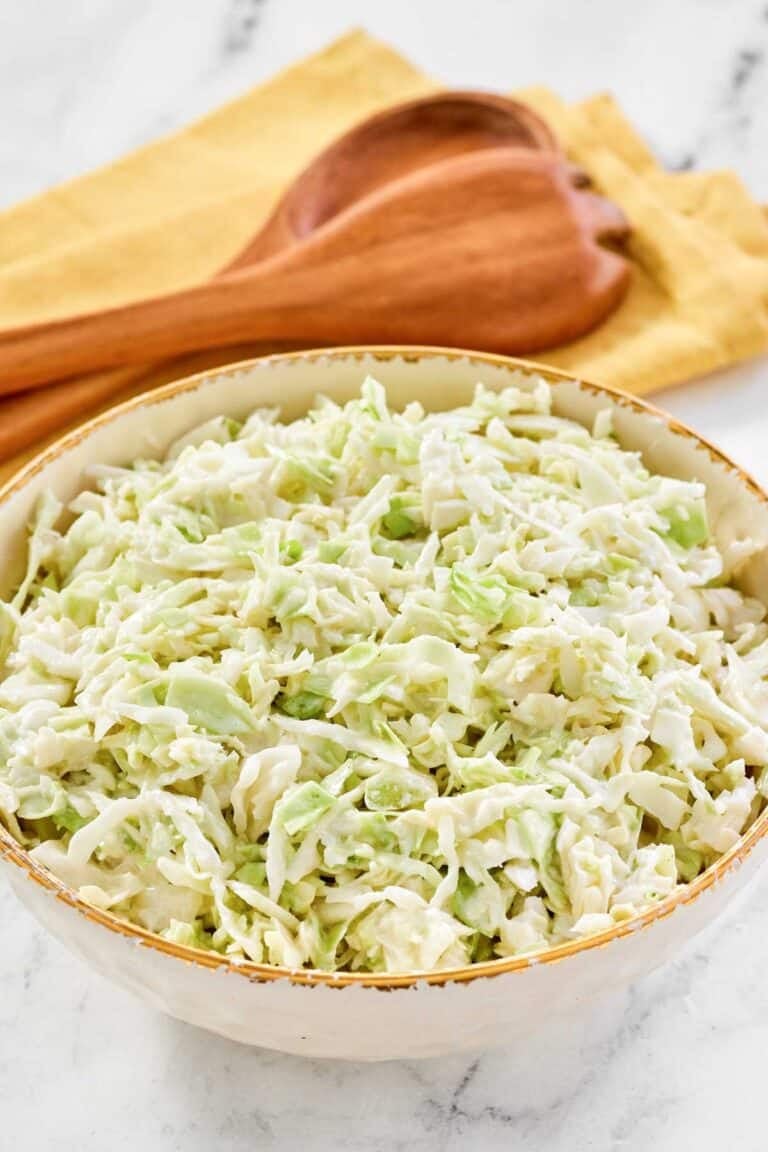 A bowl of copycat Brookville Hotel coleslaw.