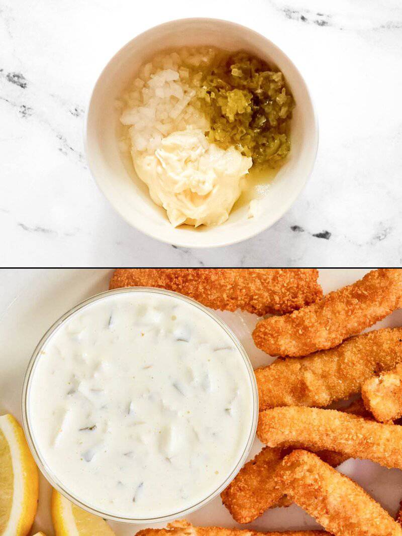 Making and serving copycat Skippers tartar sauce.