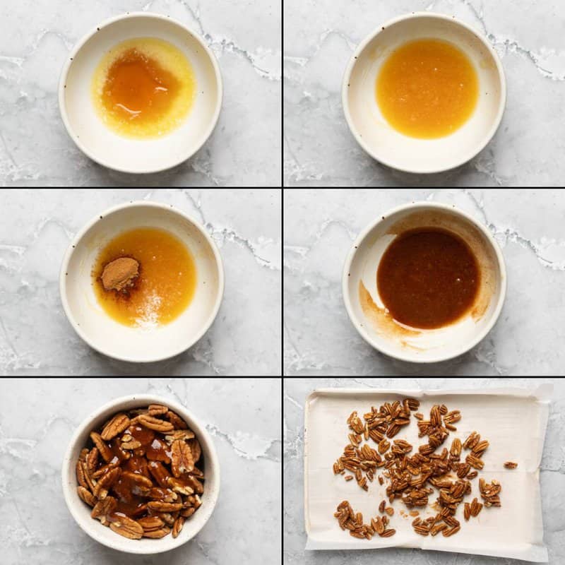 Making honey roasted pecans for copycat Red Lobster whipped sweet potatoes.