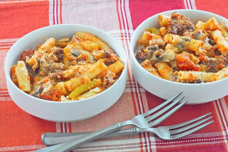 Baked Ziti with Ground Beef and Italian Sausage
