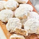 Copycat David's cookies butter pecan meltaways on a platter.