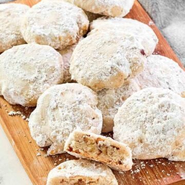 Copycat David's cookies butter pecan meltaways on a platter.