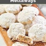 A bunch of homemade David's cookies butter pecan meltaways on a platter.