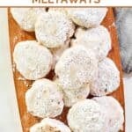 Homemade David's cookies butter pecan meltaways piled on a platter.