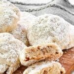 Homemade David's cookies butter pecan meltaways on a platter.