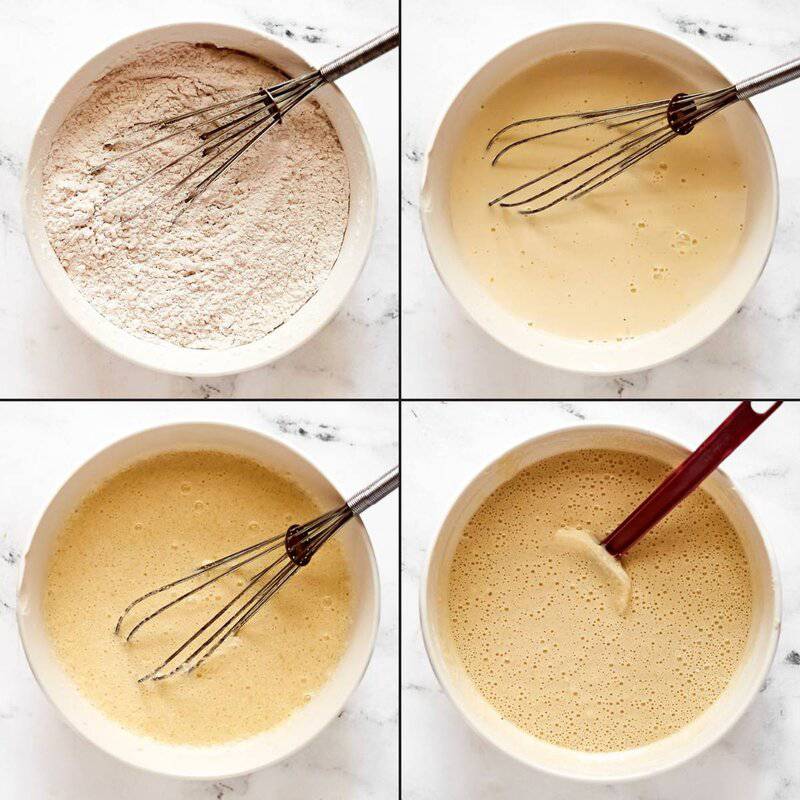 Making batter for buttermilk waffles.