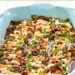 An appetizer of marinated cheeses to serve with crackers.