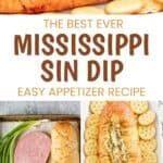 A ham and cream cheese dip in a French bread loaf.