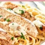 Homemade Olive Garden chicken alfredo on a plate.