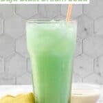 Homemade Taco Bell Dirty Mountain Dew Baja blast dream soda in a tall glass.