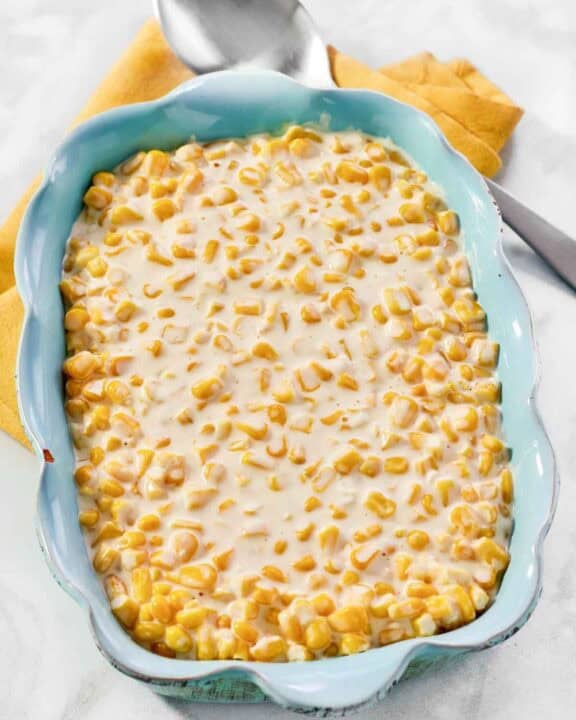 Creamy corn side dish ready to serve.
