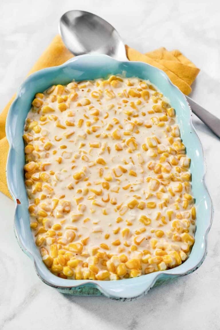 Creamy corn side dish ready to serve.