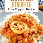 Crawfish etouffee served over rice.