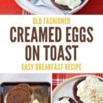 Old-fashioned creamed eggs on toast and the ingredients to make it.