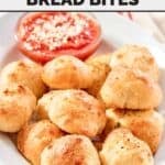 Fluffy garlic bread balls served with marinara sauce.